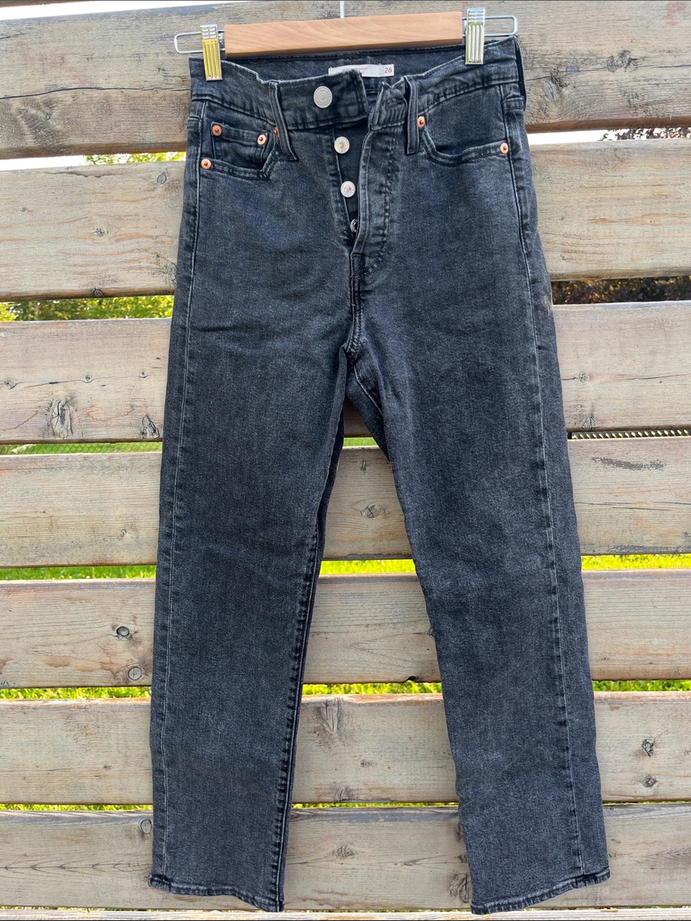 Levi's Women’s Black Washed Wedgie Straight Jeans 26